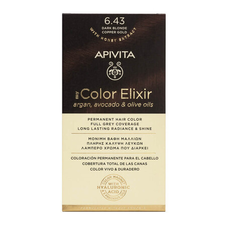 Tintura per capelli My Color Elixir, tonalità 6.43, Apivita