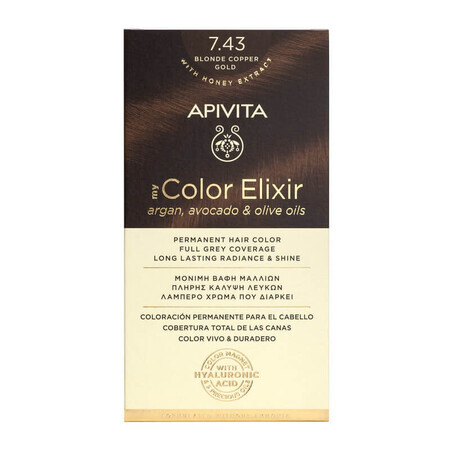 Tintura per capelli My Color Elixir, tonalità 7.43, Apivita
