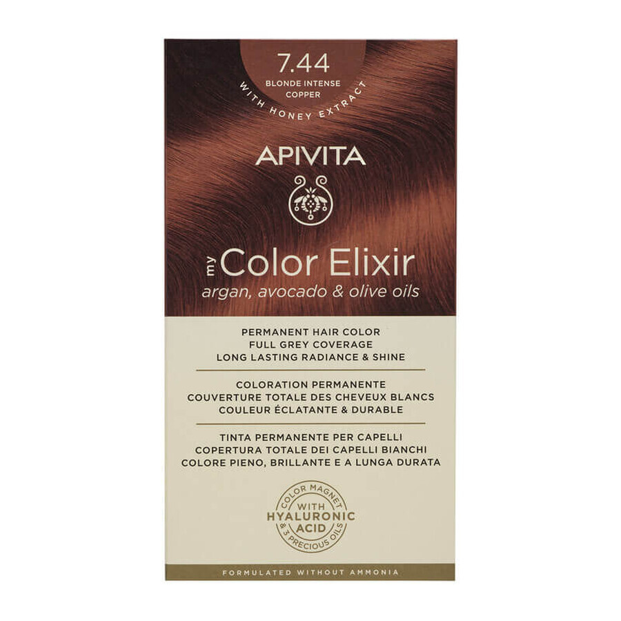 Tintura per capelli My Color Elixir, tonalità 7.44, Apivita
