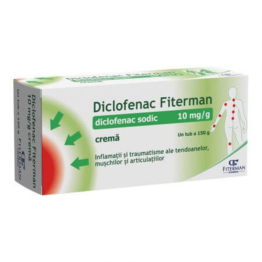 Crema di diclofenac, 10 mg/g, 150 g, Fiterman Pharma recensioni