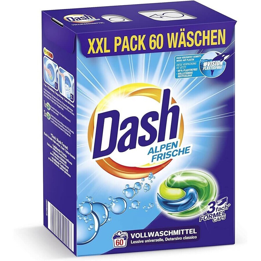 Dash Alpen Fresh 3 in 1 Caps XXL Confezione risparmio, 60 lavaggi, 1,59 kg