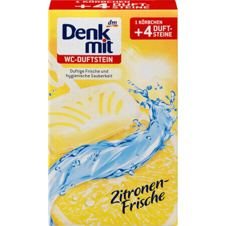 Deodorante per WC Denkmit limone 4x40g+1 supporto, 4 pz
