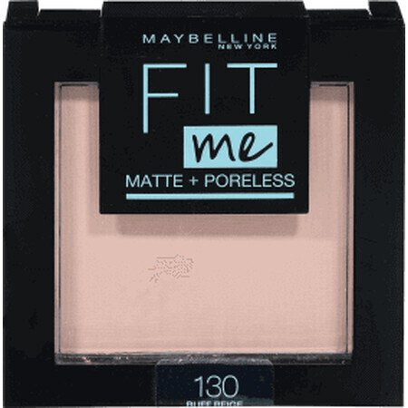 Maybelline New York Fit Me Matte+ Cipria compatta senza pori 130 Buff Beige, 9 g