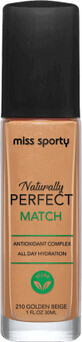 Fondotinta Miss Sporty Naturally Perfect Match 210 Golden Beige, 30 ml