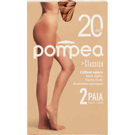 Pompea Dres Classico da donna taglia 3/4-M colore nudo Polvere Dorata 20 DEN, 2 pz