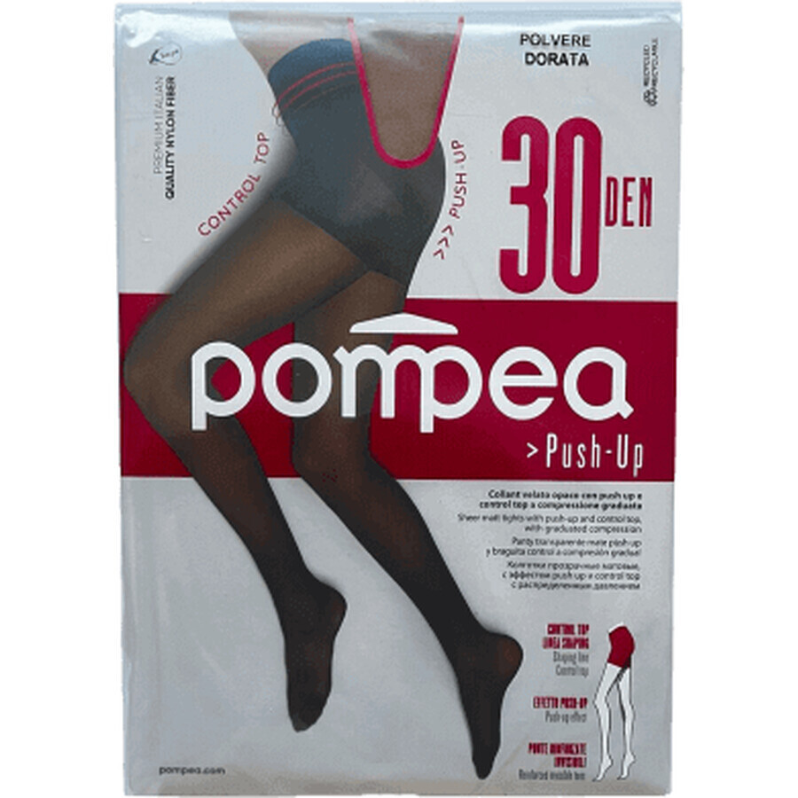 Pompea Dres push up donna 30 DEN 4-L nudo Polverde Dorata, 1 pz