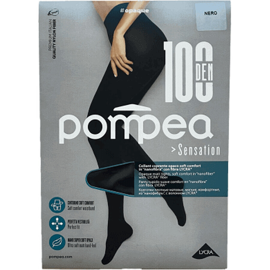 Pompea Dres Sensation 100 DEN 4-L nero décolleté da donna, 1 pz
