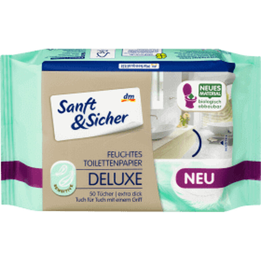 Carta igienica umidificata Sanft&Sicher Deluxe Sensitive, 50 pz