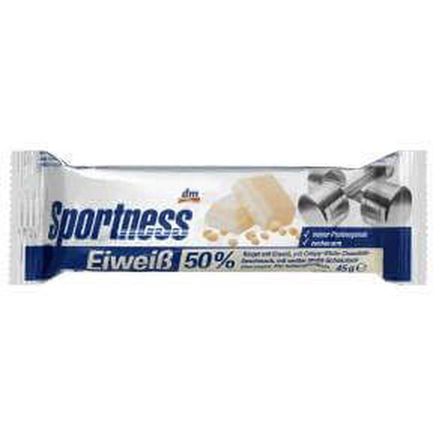 Sportness Barretta proteica al gusto di cioccolato bianco e croccante, 45 g